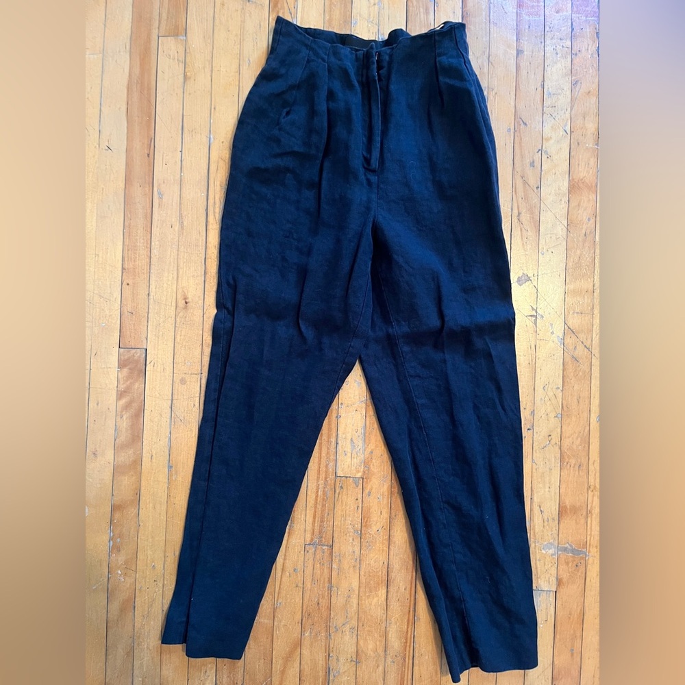 Massimo Dutti Black Linen Pants